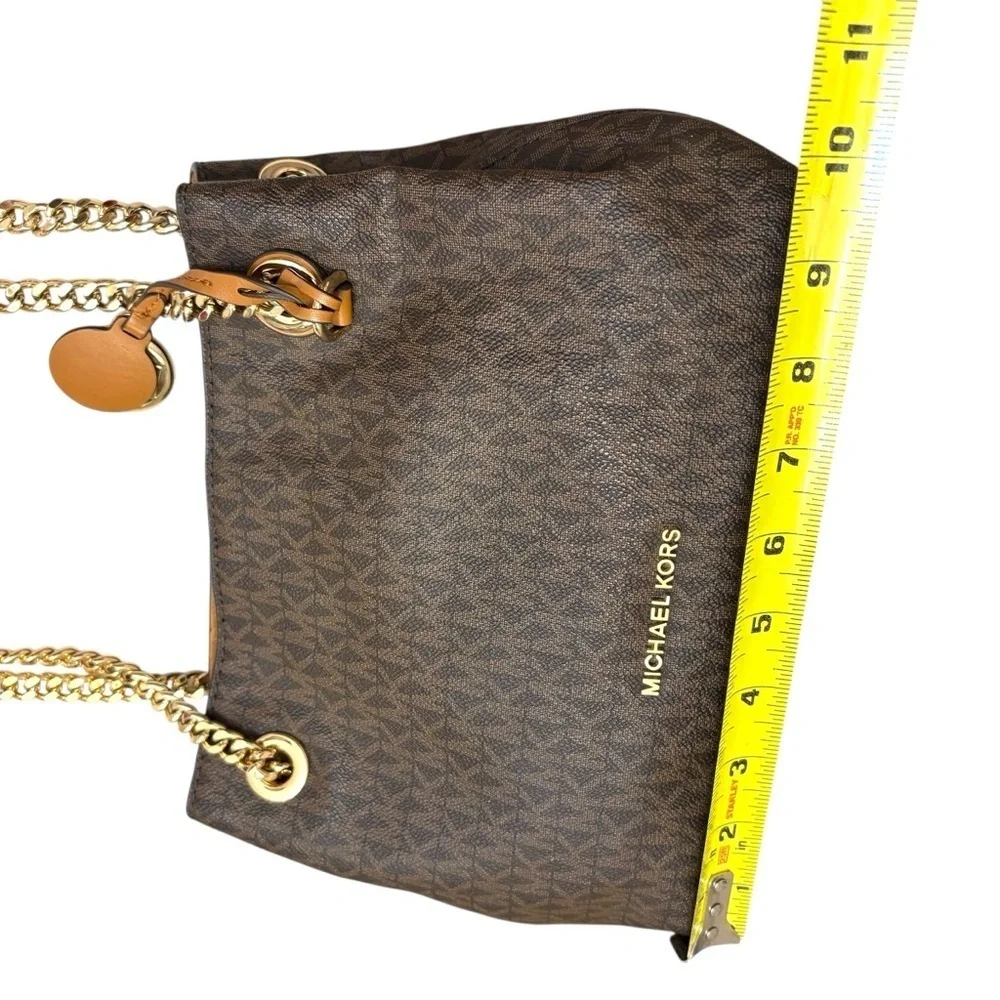 Michael Kors RARE signature ML brown small “medium” jet set chain messenger bag